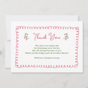 Cartão De Agradecimento Chá de fraldas de Vintage Floral Girl