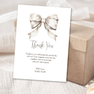 Cartão De Agradecimento Chá de fraldas de Vintagem da Fita do Arco Branco