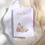 Cartão De Agradecimento Chá de fraldas de Vintagem de Animais Florestais d<br><div class="desc">Um obrigado para combinar com a nossa coleção de Chás de fraldas Vintage de Animais da Floresta Woodland. Esta carta dobrada apresenta uma cena desenhada à mão de animais da floresta, incluindo uma raposa e um cervo aninhados entre o verde-luxuoso, flores de outono e cogumelos charmosos. "Obrigado" está escrito na...</div>