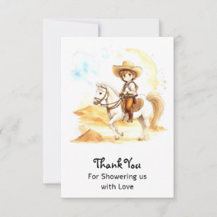 Cartão De Agradecimento Chá de fraldas de Watercolor Western Cowboy