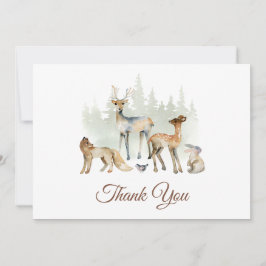 Cartão De Agradecimento Chá de fraldas de Woodland Animais