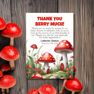Cartão De Agradecimento Chá de fraldas de Woodland Red Mushroom Fungi
