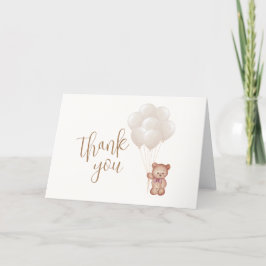 Cartão De Agradecimento Chá de fraldas do balão do Urso de Boho Minimalist