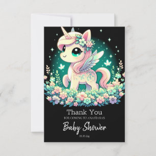 Cartão De Agradecimento Chá de fraldas do Boho Cartoon Unicorn