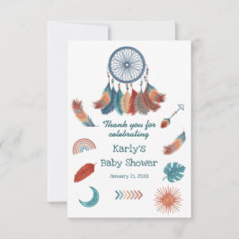 Cartão De Agradecimento Chá de fraldas do Boho Retro Dreamcatcher