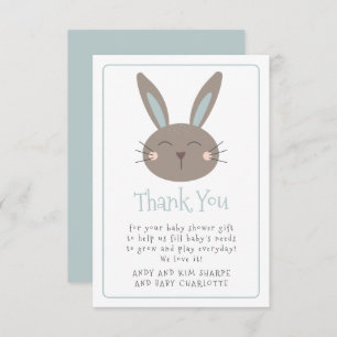 Cartão De Agradecimento Chá de fraldas do coelho bonito obrigado
