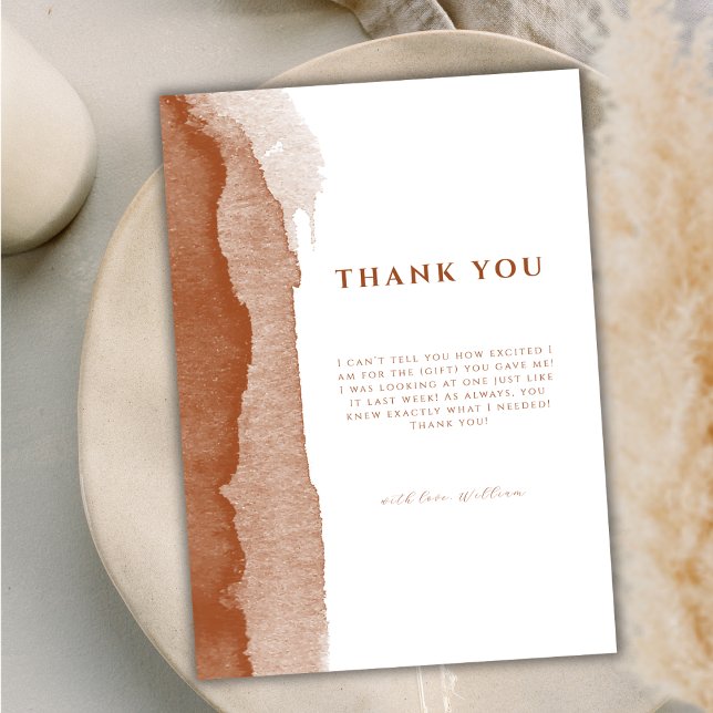 Cartão De Agradecimento Chá de fraldas do Deserto de Boho Terracotta (Minimal Boho Terracotta Ombre Desert Baby Shower Thank You Card)