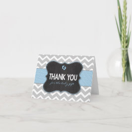 Cartão De Agradecimento Chá de fraldas do garoto Blue Chalkboard