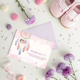 Cartão De Agradecimento Chá de fraldas do Pastel Watercolor Dreamcatcher