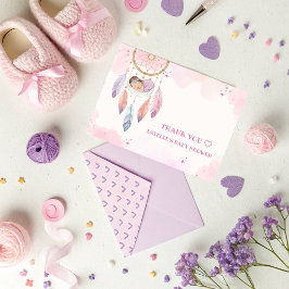 Cartão De Agradecimento Chá de fraldas do Pastel Watercolor Dreamcatcher