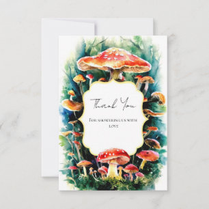 Cartão De Agradecimento Chá de fraldas do Pequeno Boho Mushroom