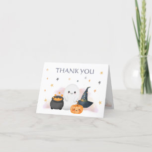 Cartão De Agradecimento Chá de fraldas do Pequeno Boo Halloween