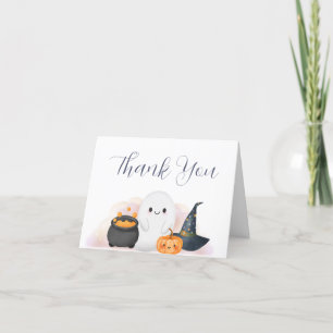 Cartão De Agradecimento Chá de fraldas do Pequeno Boo Halloween