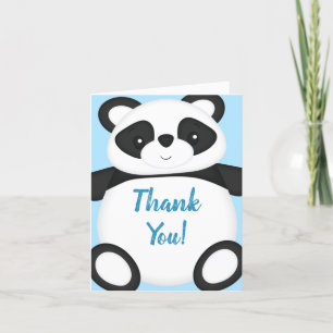 Cartão De Agradecimento Chá de fraldas do Urso Panda Azul