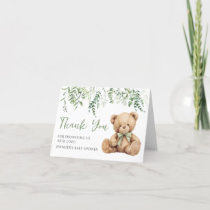 Cartão De Agradecimento Chá de fraldas Do Urso Verde De Sage Obrigado Cart