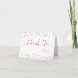 Cartão De Agradecimento Chá de fraldas Dourada Confetti Baby Girl Obrigado