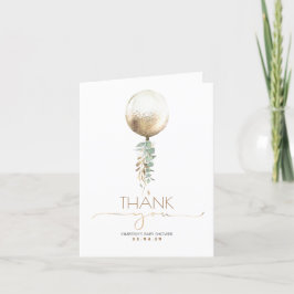 Cartão De Agradecimento Chá de fraldas Dourado do Balão Obrigado