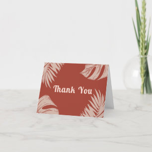Cartão De Agradecimento Chá de fraldas Elegante Boho Tropical Leaves