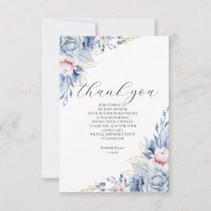 Cartão De Agradecimento chá de fraldas elegante Boho Wildflower Obrigado