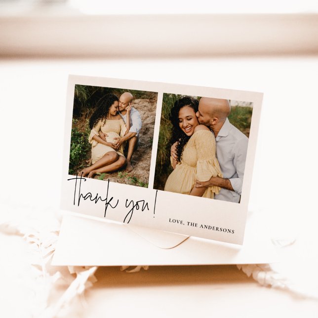 Cartão De Agradecimento Chá de fraldas Elegante de Caligrafia (Elegant Calligraphy Baby Shower Thank You Card)