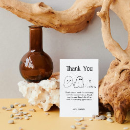 Cartão De Agradecimento Chá de fraldas Elegante de Dia das Bruxas Preto e