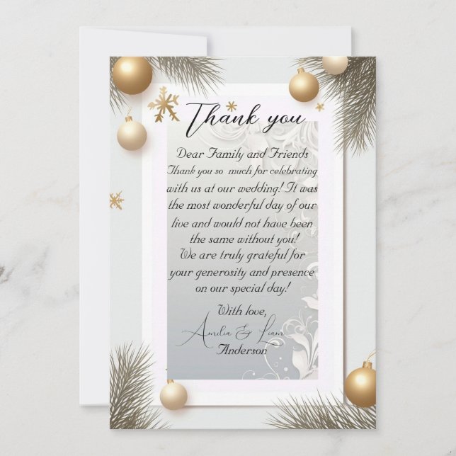 Cartão De Agradecimento Chá de fraldas Elegante Dourado de Ano Novo (Frente)