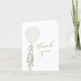 Cartão De Agradecimento Chá de fraldas Eucalyptus Balão Branco