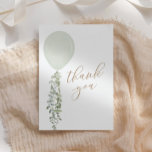 Cartão De Agradecimento Chá de fraldas Eucalyptus Balão de Aquarela Sage<br><div class="desc">Diga um obrigado especial aos seus convidados chás de fraldas com estas cartas,  com um balão de cor aquática verde sábio com eucalipto.</div>