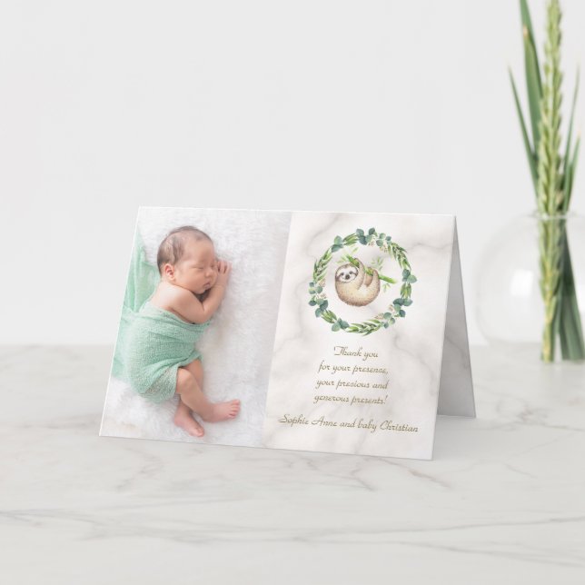 Cartão De Agradecimento Chá de fraldas Eucalyptus Wreath (Frente)