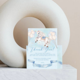 Cartão De Agradecimento Chá de fraldas Fairytale Pony Stars Balões Azuis