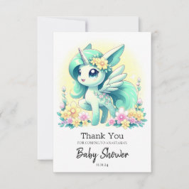 Cartão De Agradecimento Chá de fraldas Feliz do Unicórnio