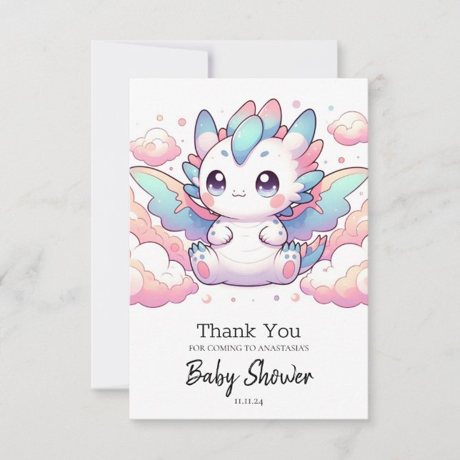 Cartão De Agradecimento Chá de fraldas Fiery Dragon (Frente)