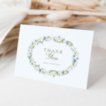 Chá de fraldas Floral Azul Claro, Floral, Obrigado