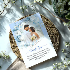 Cartão De Agradecimento Chá de fraldas Floral Azul Elegante