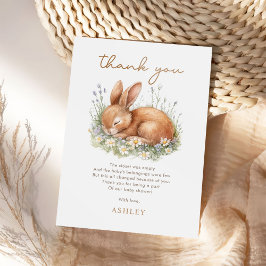Cartão De Agradecimento Chá de fraldas Floral Bunny Rabbit
