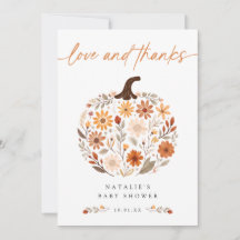 Chá de fraldas Floral De Abóbora Obrigado