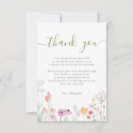 Cartão De Agradecimento Chá de fraldas Floral De Flor Selvagem Obrigado