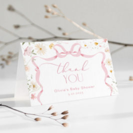 Cartão De Agradecimento Chá de fraldas Floral do quadro do Arco de fita Ob