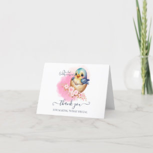 Cartão De Agradecimento Chá de fraldas Floral Elegante De Ave-Egg Cute Kaw