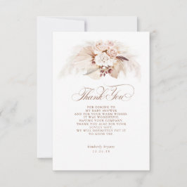 Cartão De Agradecimento Chá de fraldas Floral Exótico Pampas Grass Obrigad