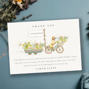 Cartão De Agradecimento Chá de fraldas Floral para Retriever de Ouro em cr