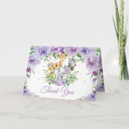 Cartão De Agradecimento Chá de fraldas Floral Roxo-Roxo