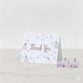 Cartão De Agradecimento Chá de fraldas Floral Suave Azul de Abóbora