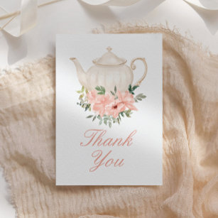 Cartão De Agradecimento Chá de fraldas Floral Tea Party