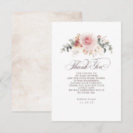 Cartão De Agradecimento Chá de fraldas Floral Terthy Shades Obrigado