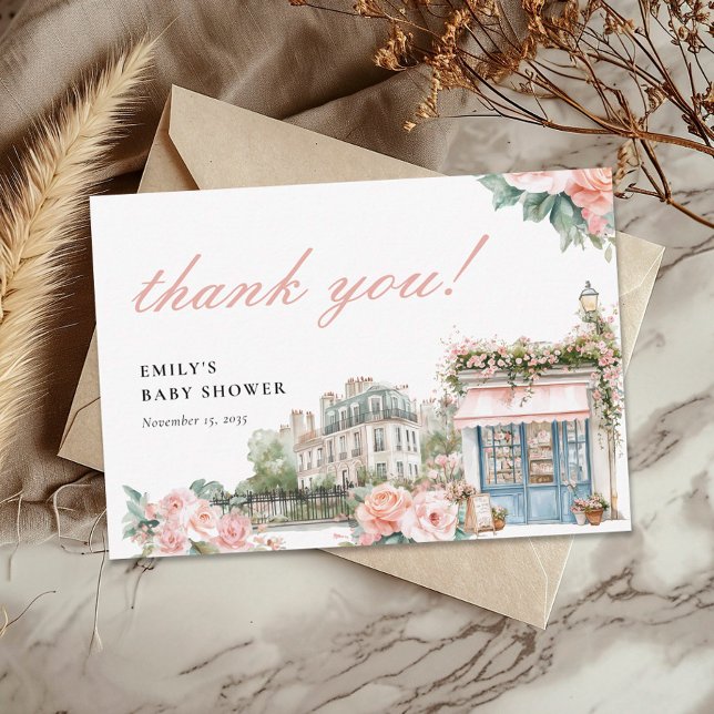 Cartão De Agradecimento Chá de fraldas francês Bonjour Bébé Paris (Criador carregado)