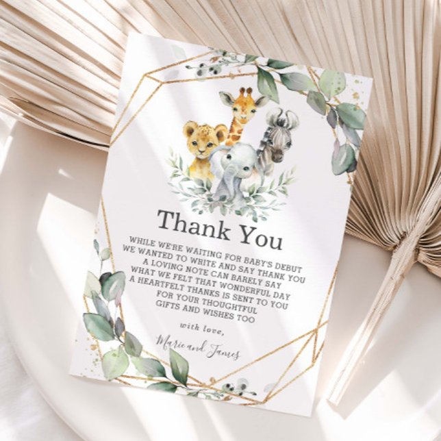 Cartão De Agradecimento Chá de fraldas Geométrico de Selva Selvagem Chic G (Criador carregado)