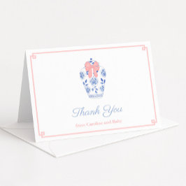 Cartão De Agradecimento Chá de fraldas Ginger Jar de Arco Rosa Chic Person