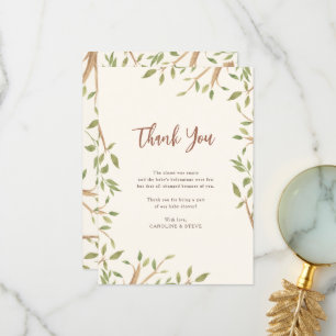 Cartão De Agradecimento Chá de fraldas Greenerescente da Floresta de Aquar