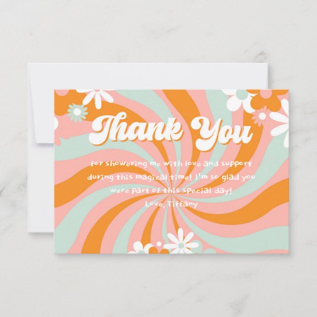 Cartão De Agradecimento Chá de fraldas Groovy 70s Obrigado (Frente)